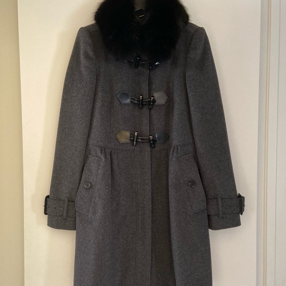 Burberry Coat Fox Collar Wool